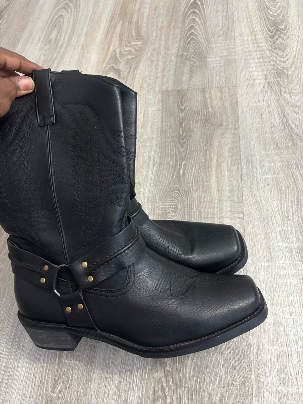 Classic Black Western Harness Boots for Men